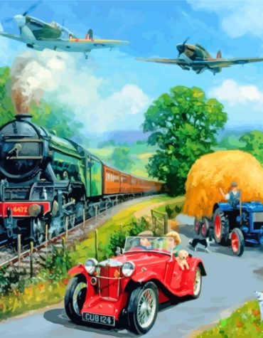 Wartime Planes and Trains Paint By Numbers