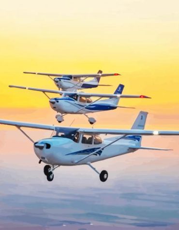 White Cessna 182 Aircraft Paint By Numbers