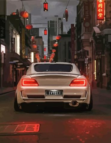 White Honda S2000 Street Style Paint By Numbers