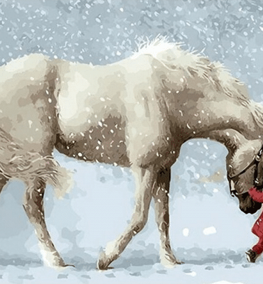 White Horse Winter Scene Paint By Numbers