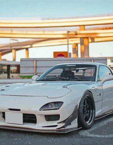 White Mazda Rx7 Engines Paint By Numbers