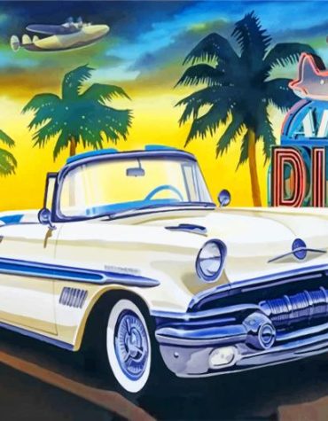 Vintage White Car Masterpiece Paint By Numbers