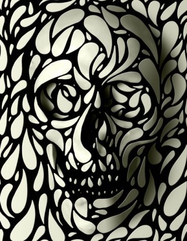 Skull Black and White Abstract Paint By Numbers