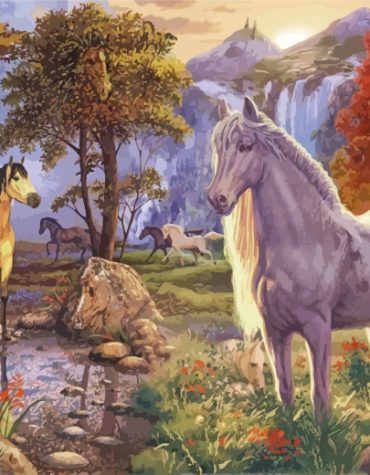 Majestic White Horses Paint By Numbers
