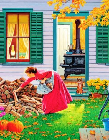 Winter House Scene Paint By Numbers