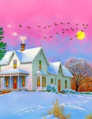 Snowy Cottage Retreat Paint By Numbers