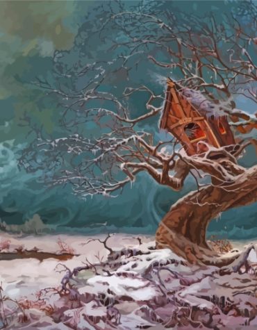 Winter Fantasy Tree House Paint By Numbers