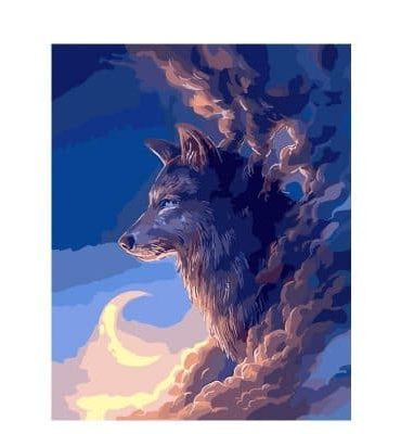 Wolf and Moon Paint By Numbers