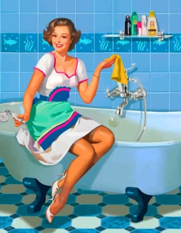 Woman in Elegant Bathroom Paint By Numbers