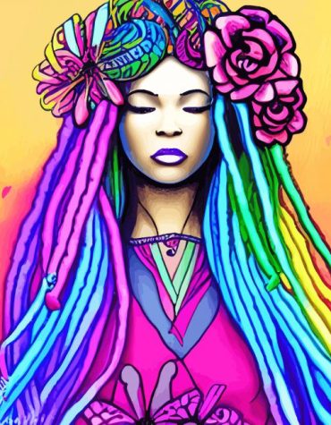 Colorful Dreadlocks Woman Paint By Numbers