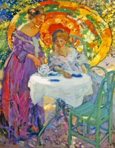 Vintage Teapot Woman Paint By Numbers