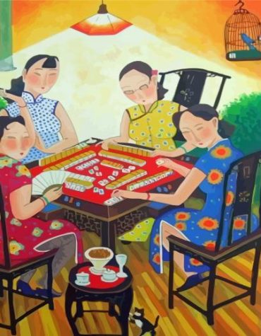 Women Enjoying Mahjong Paint By Numbers