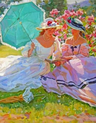 Classy Women Garden Scene Paint By Numbers