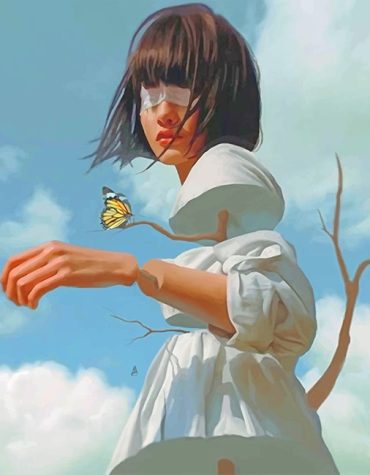 Wood Woman and Butterfly Paint By Numbers