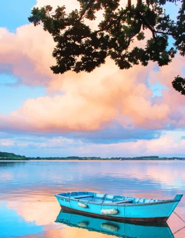 Old Wooden Boat in Lake Paint By Numbers