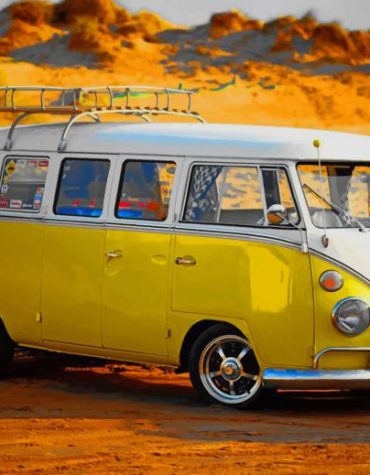 Yellow Volkswagen Bus Paint By Numbers