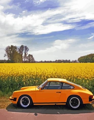 Vintage Yellow Car Journey Paint By Numbers