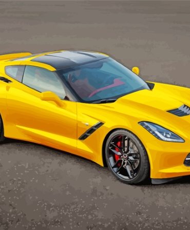 Yellow Corvette Engines Paint By Numbers