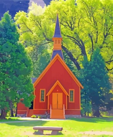 Yosemite Chapel in Nature Paint By Numbers