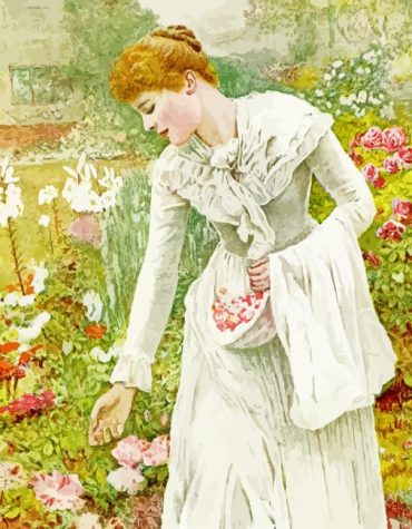 Vintage Woman with Roses Paint By Numbers