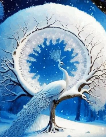 Peacock Winter Wonderland Paint By Numbers