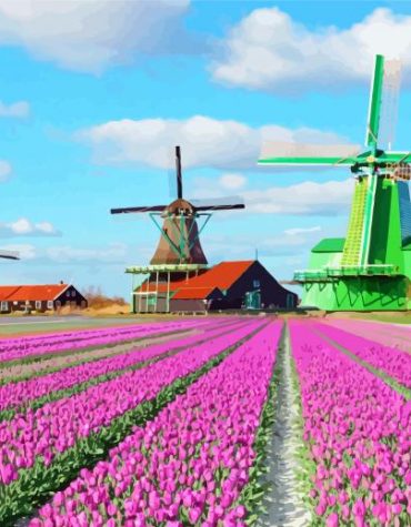 Zaanse Schans Windmill Landscapes Paint By Numbers