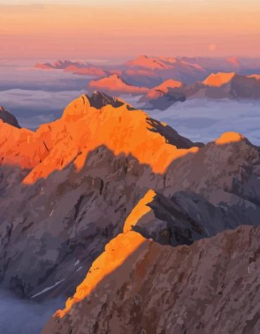 Sunset Over Zugspitze Paint By Numbers
