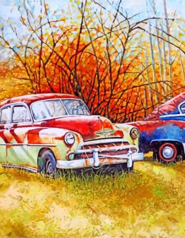 Vintage Rusty Cars Paint By Numbers