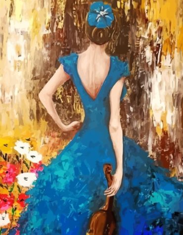 Abstract Girl in Blue Dress Paint By Numbers