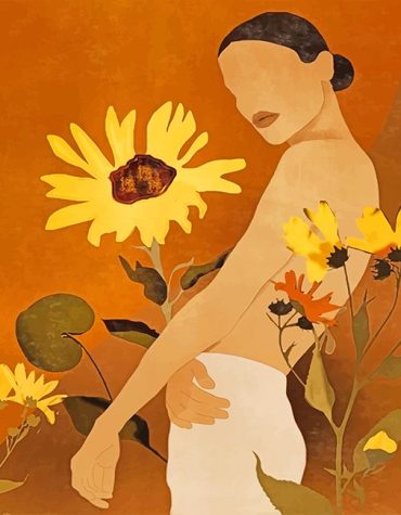 Sunflower Woman Abstract Paint By Numbers