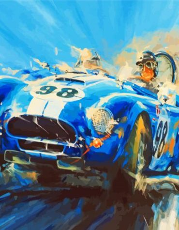 Abstract Blue Car Race Paint By Numbers