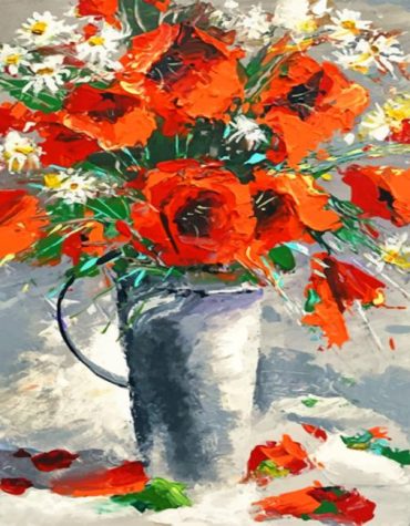 Red Poppy Abstract Paint By Numbers