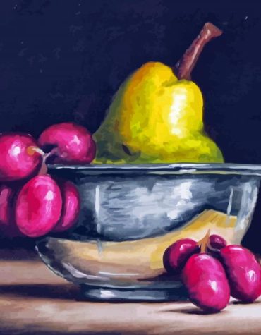 Silver Fruit Bowl Abstract Paint By Numbers