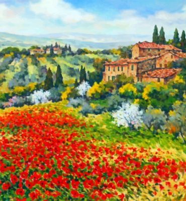 Tuscan Village Landscape Paint By Numbers