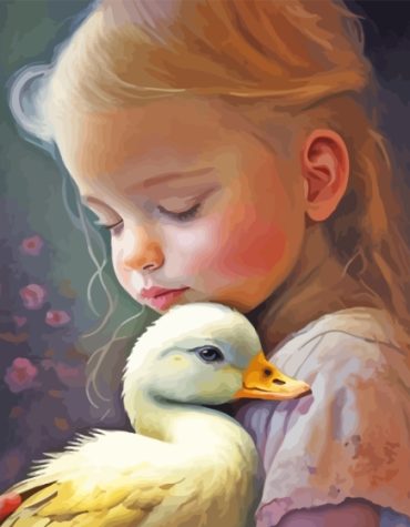 Girl and Duck Delight Paint By Numbers