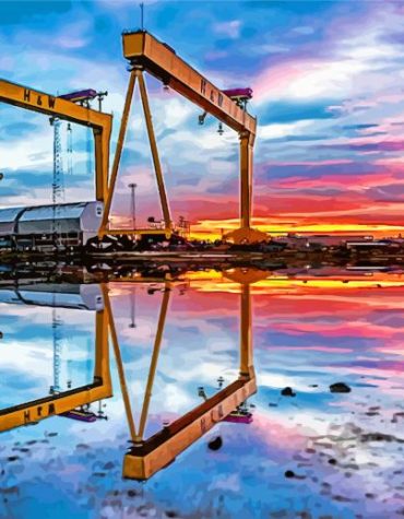 Aesthetic Sunset Cranes Paint By Numbers