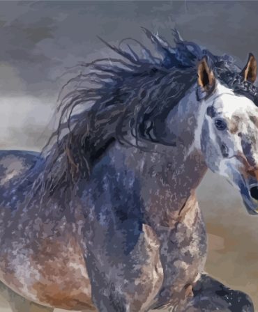 Aesthetic Dark Grey Horse Paint By Numbers