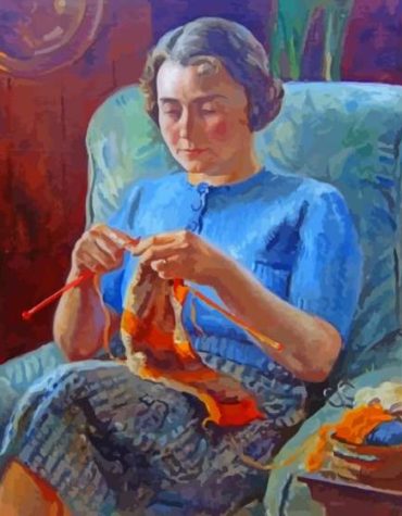 Aesthetic Woman Knitting Paint By Numbers