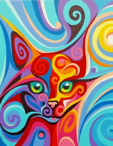 Colorful Abstract Cat Paint By Numbers