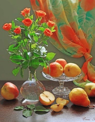 Orange Roses by the Pear Paint By Numbers