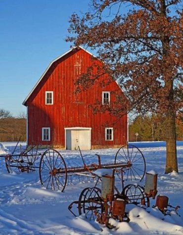 Aesthetic Winter Barn Paint By Numbers