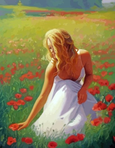 Aesthetic Women with Flowers Paint By Numbers