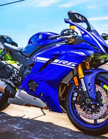 Aesthetic Blue Motorcycle Engines Paint By Numbers