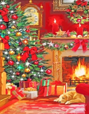 Aesthetic Christmas Fireplace Paint By Numbers