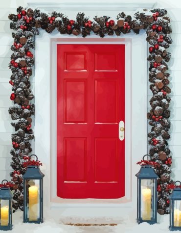 Christmas Red Door Paint By Numbers