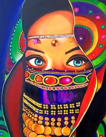 Colorful Arabian Veil Woman Paint By Numbers