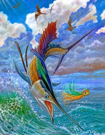 Jumping Swordfish Sea Life Paint By Numbers