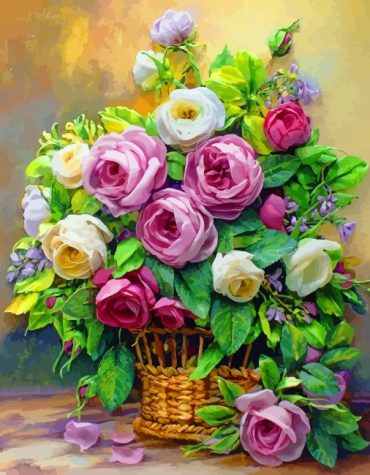 Aesthetic Pink Floral Art Paint By Numbers