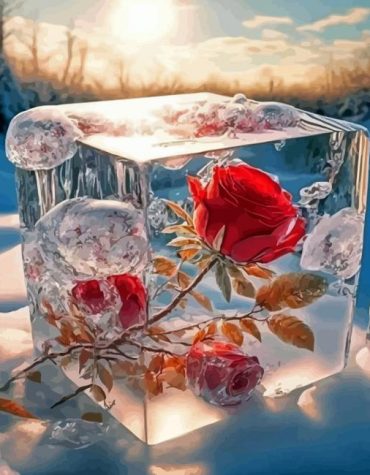 Aesthetic Snowy Roses Paint By Numbers