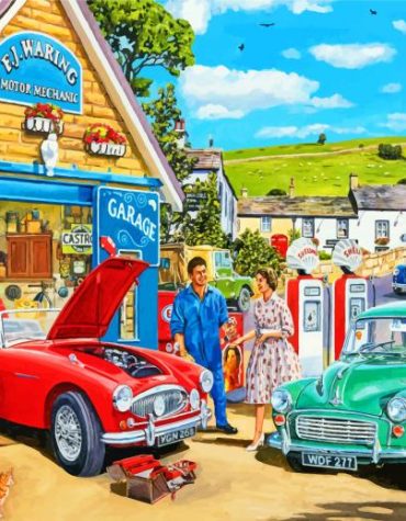 Red Car Illustration Paint By Numbers